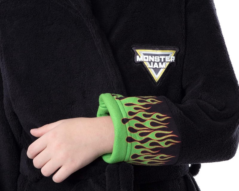 INTIMO Monster Jam Robe Toy Trucks Boys' Grave Digger Fleece Plush Hooded Bathrobe - Image 2